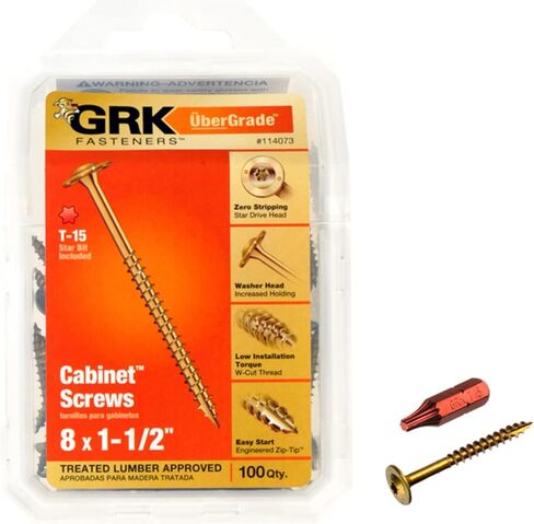 GRK 114073#8 by 1-1/2-inch Cabinet Screws, (100 pack) in Saudi Arabia