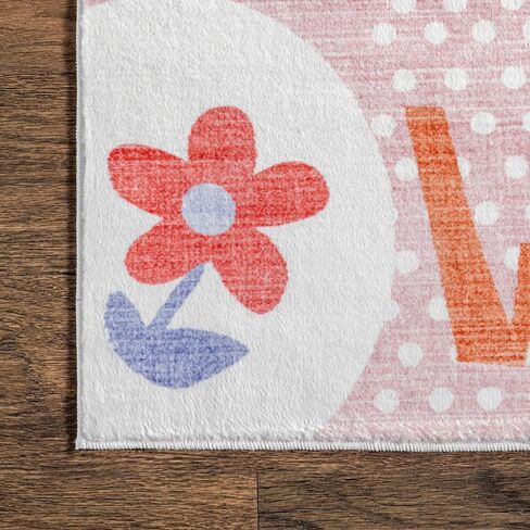 سجادة منطقة الأطفال NuLOOM Essi Alphabet قابلة للغسل في الغسالة، مقاس 8x10، وردي in Saudi Arabia
