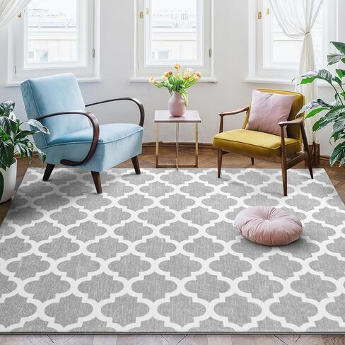 Jelymark Shag Moroccan Area Rug for Living Room, 3x5 Feet Modern Geometric Rug, Fluffy Distressed Faux Wool Floor Carpet, Memory Foam Rug for Bedroom Nursery Kids Room Home Decor, Beige/White in Saudi Arabia