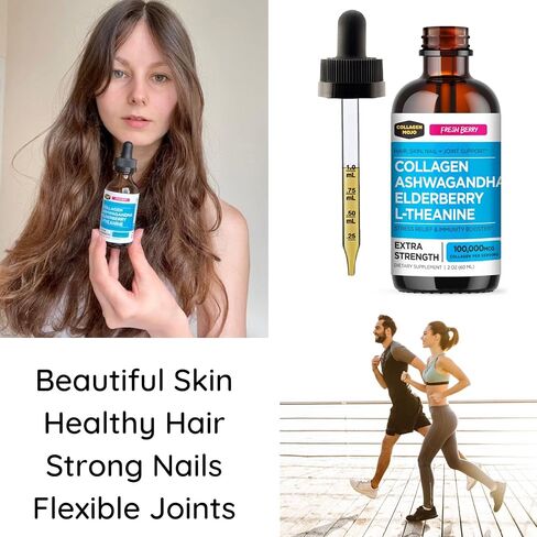 Collagen Mojo Liquid Collagen Peptides with Ashwagandha, Elderberry & L-Theanine. High Potency and Absorption Formula. Hair, Skin, Nail + Joint Support. Stress Relief & Boost Immunity 2 Oz. in Saudi Arabia
