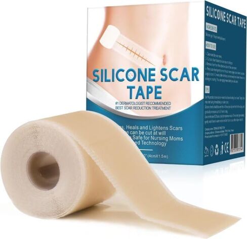شريط ندبات من السيليكون، شرائط، صفائح (1.6 بوصة × 60 بوصة)، لفافة شريط ندبات من السيليكون - تنعيم وتسطح الندبات الناتجة عن الجراحة، الجدرة، الحروق، حب الشباب، العمليات القيصرية والمزيد، رقعة احترافية لعلاج الندبات in Kuwait