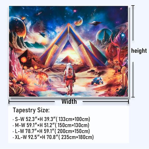 Amonercvita Blacklight Galaxy Space Tapestry UV Reactive Astronaut Tapestry Trippy Pyramid Planet Tapestry Fantasy Neon Plants Wall Hanging Mysterious Jellyfish Tapestry for Bedroom in Kuwait