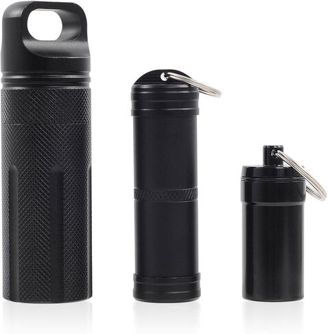 PPFISH 3 Air-Tight EDC Accessory Case, Pill Fob Capsule Keychain, Waterproof Match Case Battery Holder, Outdoor Survival Storage Metal Container Dry Box in Kuwait