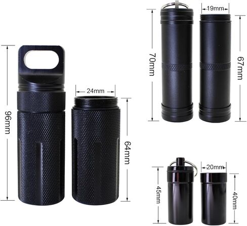 PPFISH 3 Air-Tight EDC Accessory Case, Pill Fob Capsule Keychain, Waterproof Match Case Battery Holder, Outdoor Survival Storage Metal Container Dry Box in Kuwait