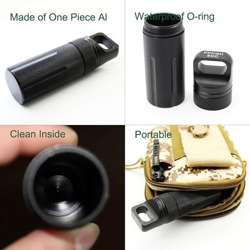 PPFISH 3 Air-Tight EDC Accessory Case, Pill Fob Capsule Keychain, Waterproof Match Case Battery Holder, Outdoor Survival Storage Metal Container Dry Box in Kuwait