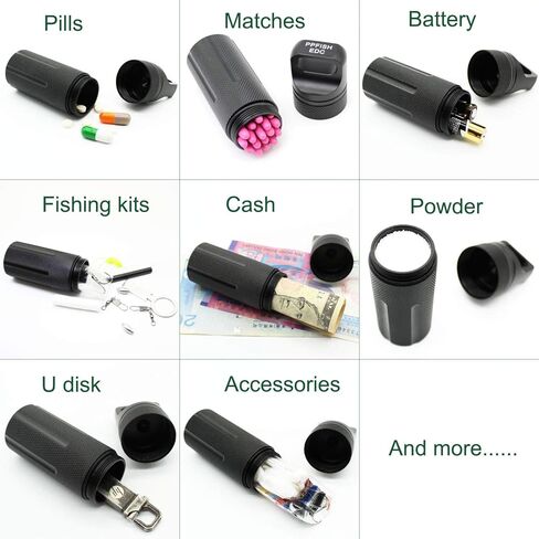 PPFISH 3 Air-Tight EDC Accessory Case, Pill Fob Capsule Keychain, Waterproof Match Case Battery Holder, Outdoor Survival Storage Metal Container Dry Box in Kuwait