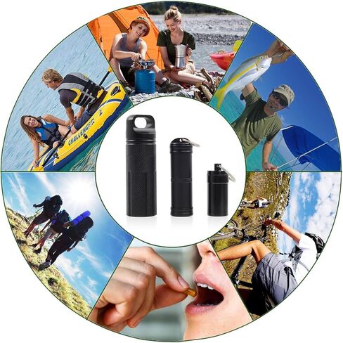 PPFISH 3 Air-Tight EDC Accessory Case, Pill Fob Capsule Keychain, Waterproof Match Case Battery Holder, Outdoor Survival Storage Metal Container Dry Box in Kuwait