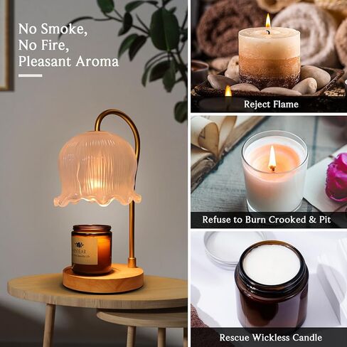 HYIEAR Candle Warmer Lamp, Candle Lamp with Timer & Dimmer, Candle Wax Warmer with 2X 50W Bulbs, Candle Lamp Warmer for Small & Large Candles, Electric Candle Warmer for Home Decor in Kuwait