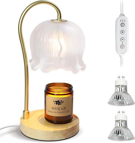 HYIEAR Candle Warmer Lamp, Candle Lamp with Timer & Dimmer, Candle Wax Warmer with 2X 50W Bulbs, Candle Lamp Warmer for Small & Large Candles, Electric Candle Warmer for Home Decor in Kuwait