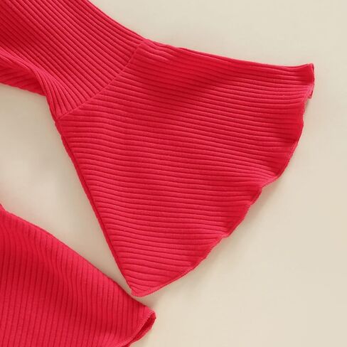 ملابس عيد الحب للفتيات الصغيرات - سويت شيرت بياقة دائرية وأكمام طويلة وسروال على شكل جرس من الأسفل مجموعة ملابس عيد الحب in Kuwait