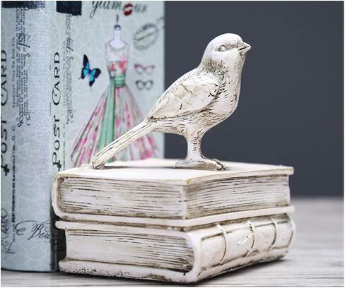 ديكور منزلي أبيض طيور وكتب بتصميم عتيق من الراتينج كتب أرفف للكتب وأوزان ورقية ونهايات الكتاب ودعائم الكتب وسدادات الكتب ومجموعة من 2 in Saudi Arabia