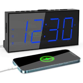 Digital Alarm Clock, Loud Dual Alarms Clock for Bedroom,7.5" Electronic Large-Display with Dimmer,USB Charger, Battery Backup,12/24/DST, Digital Table Clock for Kid Heavy Sleeper Teen Boy Girl Seniors