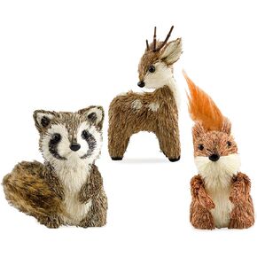 تماثيل AuldHome Woodland Friends (مجموعة من 3، غزال/راكون/سنجاب)؛ ديكور حيوانات الغابة للخريف والكريسماس والشتاء والديكور أو الحفلات ذات الطابع الخاص