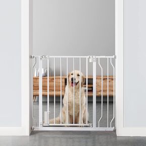 Ciays Baby Gate 29.5" to 33.5", 30-in Height Extra Wide Dog Gate for Stairs, Doorways and House, Auto-Close Safety Metal Pet Gate for Dogs with Alarm, Pressure Mounted, White