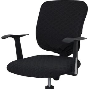 Office Chair Cover Universal Rotating Chair Slipcovers Stretch Removable Protector Computer Chair Seat Cover (Black, Chair Seat Cover + Backrest Cover)