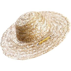 ULTECHNOVO Pet Sombrero Straw Hat - Summer Sun Protection Hat Adjustable Hawaii Garden Sun Bucket Cap Beach Hat for Puppy Small Dogs Cats (Size S)