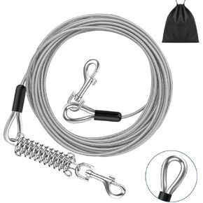 Pawaboo Dog Tie Out Cable, 10ft Dog Runner Cable Dog Leads for Small to Large Dogs Up to 125 Pounds, Heavy Duty Dog Leash Run Tether with Steel Reinforcement for Outdoor (125lbs, 10ft, Red)