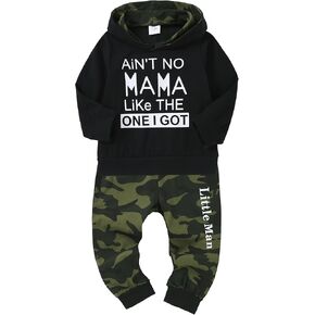 YUEMION Toddler Boy Clothes Baby Boy Outfits,1 2 3 4 5 6T Little Fall Winter Letter Printed Hoodie Sweatshirt Top+Long Pants