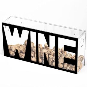 Koluti Wine Cork Holder Stand Wall Mounted, (13 x 6 inch) Shadow Box Frame Display Decor, Solid Acrylic Liquor Corks and Beer Cap Storage Case with Slot, Pull-Push Cover, Clear & Black in Kuwait