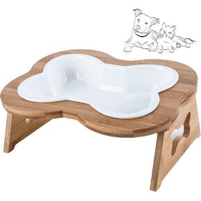 وعاء كلب سيراميك مرتفع مع حامل - طبق قطط لطيف مائل ومضاد للقيء - جهاز تغذية مخصص للحيوانات الأليفة للطعام والماء - ثقيل الوزن بدون طرف - مقاس للكلاب الصغيرة والمتوسطة والقطط الكبيرة in Kuwait