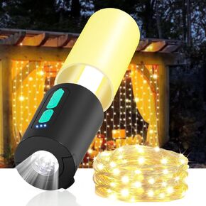 Upgraded Camping String Lights 33FT 8 Modes, Camping Lantern with 4000mAh Battery Charger, Rechargeable 3 Colors Dimmable Camping Lights Flashlight Waterproof for Tent Emergency Outdoor Hiking in Saudi Arabia