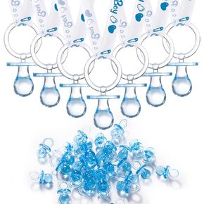 ZYFLSQ 24 Baby Shower Pacifiers Necklace, 30 Mini Acrylic Pacifiers Charm Gender Reveal Charm Party Favors Decorations (Pink and Blue) in Kuwait