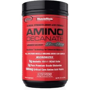 MuscleMeds Amino Decanat، داخلي، مشروب ما بعد التمرين، مركب كامل من الأحماض الأمينية، ليوسين، تعافي العضلات، عصير الفاكهة، 30 حصة