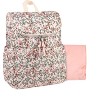 Multi-Function Floral Diaper Backpack and Travel Nappy Baby Bag with Changing Pad and Stroller Straps (Brown Bouquet) in Kuwait