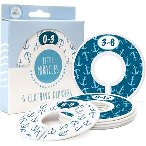 Baby Closet Size Dividers - Nautical Nursery Closet Dividers for Baby Clothes - Dividers by Month for Baby Boy Nursery Decor - Baby Closet Dividers for Clothing Racks - [Nautical]