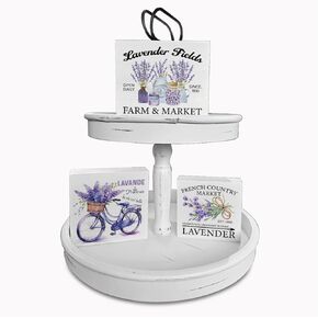 علامات صندوق خشبي لافندر، 3 قطع، زهور اللافندر في المزرعة، علبة متدرجة، علامات خشبية، ديكور، علامات خشبية، مجموعة ديكور للطاولة المركزية لمكتب الرف المنزلي in Kuwait