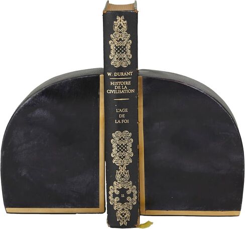 CosmoLiving by Cosmopolitan Marble Geometric Block Bookends with Gold Inlay, Set of 2 6"W, 2"H, Black in Kuwait