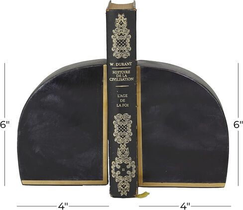 CosmoLiving by Cosmopolitan Marble Geometric Block Bookends with Gold Inlay, Set of 2 6"W, 2"H, Black in Kuwait