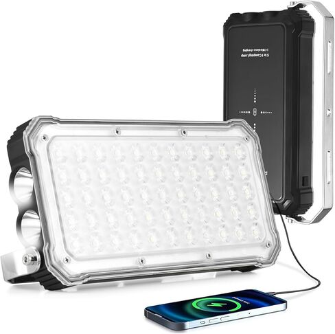 TOMSHOO LED فانوس للتخييم قابل لإعادة الشحن 5500LM، 20000 مللي أمبير في الساعة بنك طاقة محمول للشحن اللاسلكي ضوء التخييم مع 3 درجات حرارة اللون و5 أوضاع إضاءة لانقطاع الطاقة والطوارئ والمنزل والمشي لمسافات طويلة in Kuwait