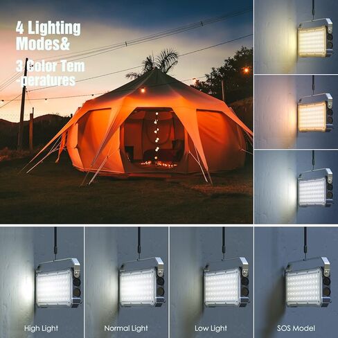 TOMSHOO LED فانوس للتخييم قابل لإعادة الشحن 5500LM، 20000 مللي أمبير في الساعة بنك طاقة محمول للشحن اللاسلكي ضوء التخييم مع 3 درجات حرارة اللون و5 أوضاع إضاءة لانقطاع الطاقة والطوارئ والمنزل والمشي لمسافات طويلة in Kuwait