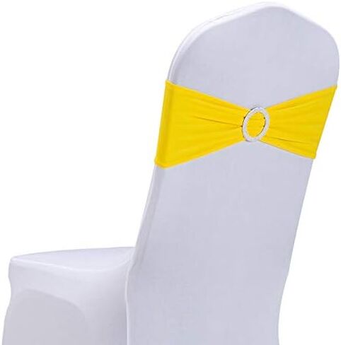 Letoo 15PCS Spandex Chair Sashes | Chair Bands with Buckle Slider | for Wedding, Hotel, Banquet, Party Decorations | Without White Covers(Black) in Kuwait