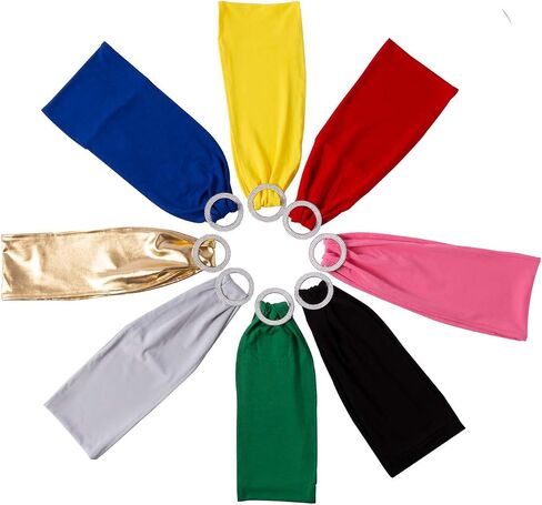 Letoo 15PCS Spandex Chair Sashes | Chair Bands with Buckle Slider | for Wedding, Hotel, Banquet, Party Decorations | Without White Covers(Black) in Kuwait
