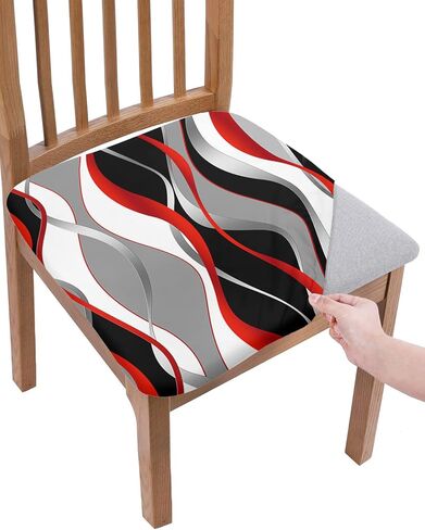 Black Snowman Christmas Seat Covers for Dining Room Chairs Set of 4, Xmas Tree Chair Slipcovers Protector, Winter Snowflake Stretch Chair Covers Removable Cushion Cover for Kitchen Office Decorations in Saudi Arabia