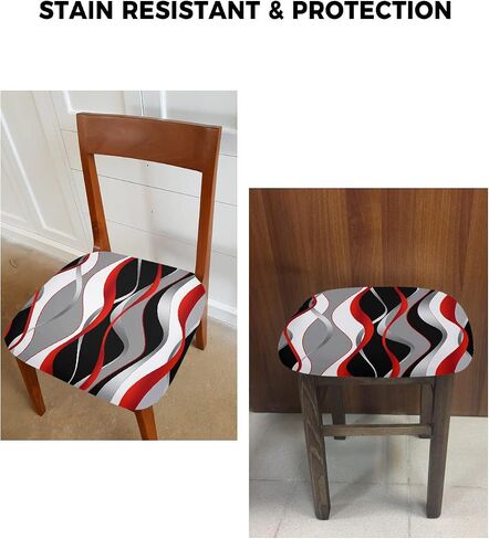 Black Snowman Christmas Seat Covers for Dining Room Chairs Set of 4, Xmas Tree Chair Slipcovers Protector, Winter Snowflake Stretch Chair Covers Removable Cushion Cover for Kitchen Office Decorations in Saudi Arabia