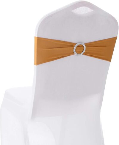 Letoo 15PCS Spandex Chair Sashes | Chair Bands with Buckle Slider | for Wedding, Hotel, Banquet, Party Decorations | Without White Covers(Black) in Kuwait