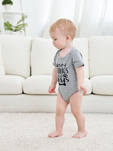 Funnycokid Baby Boys Girls Bodysuit Funny Newborn Romper Short Sleeve Infant Neutral Outfits 0-12 Months in Saudi Arabia