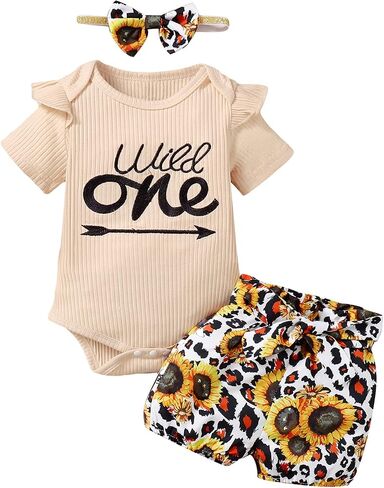 Baby Girl First Birthday Outfit 1st Birthday Girl Outfit Infant Wild One Bodysuit in Kuwait