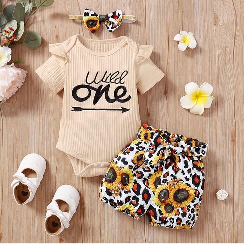 Baby Girl First Birthday Outfit 1st Birthday Girl Outfit Infant Wild One Bodysuit in Kuwait