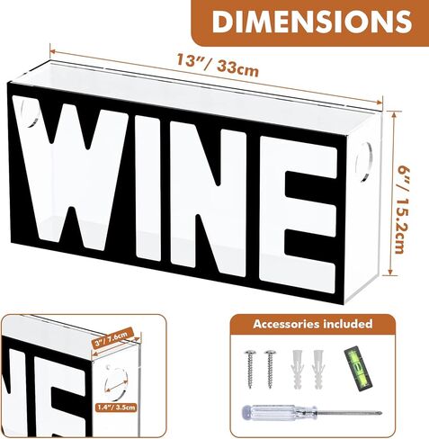 Koluti Wine Cork Holder Stand Wall Mounted, (13 x 6 inch) Shadow Box Frame Display Decor, Solid Acrylic Liquor Corks and Beer Cap Storage Case with Slot, Pull-Push Cover, Clear & Black in Kuwait