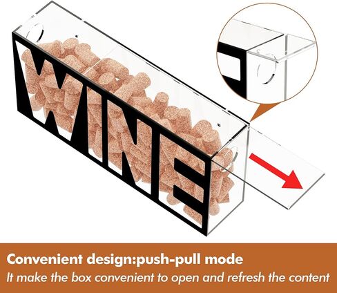 Koluti Wine Cork Holder Stand Wall Mounted, (13 x 6 inch) Shadow Box Frame Display Decor, Solid Acrylic Liquor Corks and Beer Cap Storage Case with Slot, Pull-Push Cover, Clear & Black in Kuwait