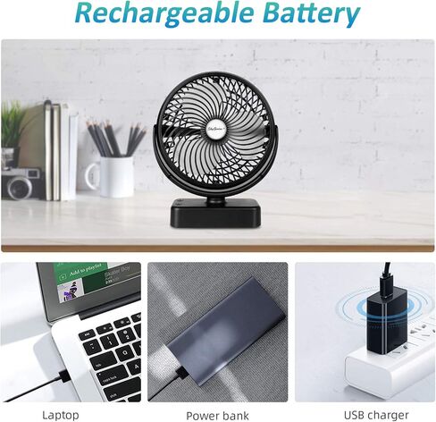 مروحة تخييم مقاس 17.78 سم مع فانوس ليد، بطارية قابلة لإعادة الشحن 5000 مللي أمبير/مروحة تعمل باليو إس بي مع خطاف تعليق لخيمة السيارة الترفيهية in Kuwait