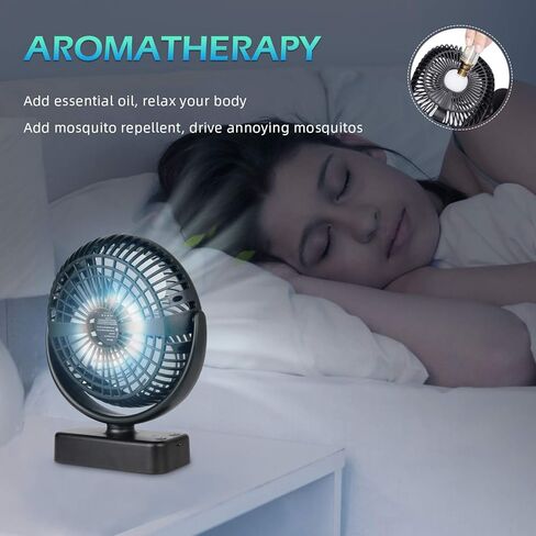 مروحة تخييم مقاس 17.78 سم مع فانوس ليد، بطارية قابلة لإعادة الشحن 5000 مللي أمبير/مروحة تعمل باليو إس بي مع خطاف تعليق لخيمة السيارة الترفيهية in Kuwait