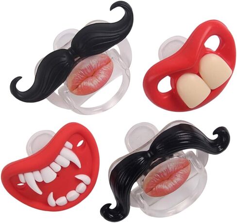 YAPROMO Funny Pacifiers for Babies,Mustache Pacifier 0-6-18 Months,Halloween Pacifiers for Toddlers, Funny Teeth Pacifier for Boys and Girls in Saudi Arabia