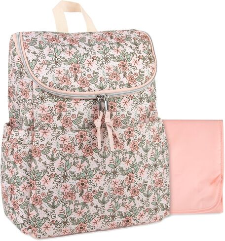 Multi-Function Floral Diaper Backpack and Travel Nappy Baby Bag with Changing Pad and Stroller Straps (Brown Bouquet) in Saudi Arabia