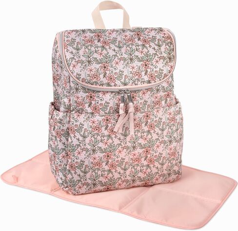 Multi-Function Floral Diaper Backpack and Travel Nappy Baby Bag with Changing Pad and Stroller Straps (Brown Bouquet) in Saudi Arabia