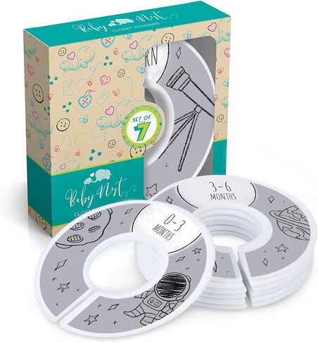 Baby Nest Designs Closet Dividers for Baby Clothes - 7X Baby Clothing Size Age Dividers from Newborn Infant to 24 Months - Boho Baby Clothes Dividers and Nursery Closet Organizer in Kuwait